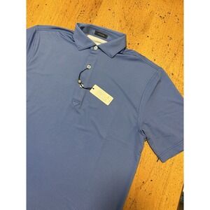 Men's New Small Turtleson Dip Pique Performance Polo Blue Diamond Geometric